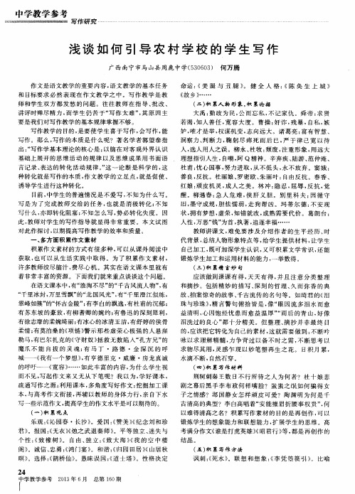 浅谈如何引导农村学校的学生写作