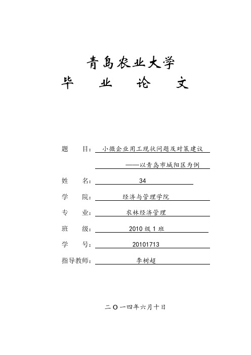 小微企业用工现状问题及对策建议