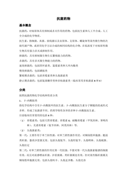 抗菌药物分类