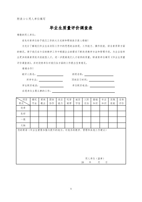 (毕业生+顶岗实习+校企合作)调研表格