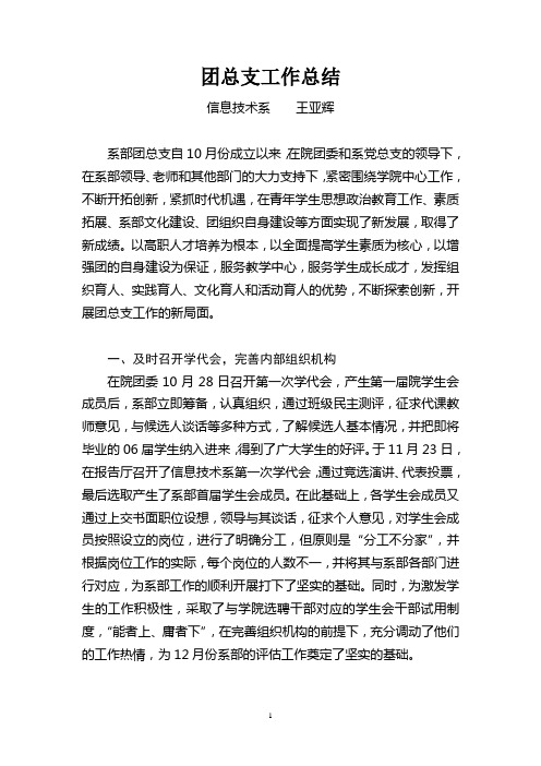 2008年团总支工作总结