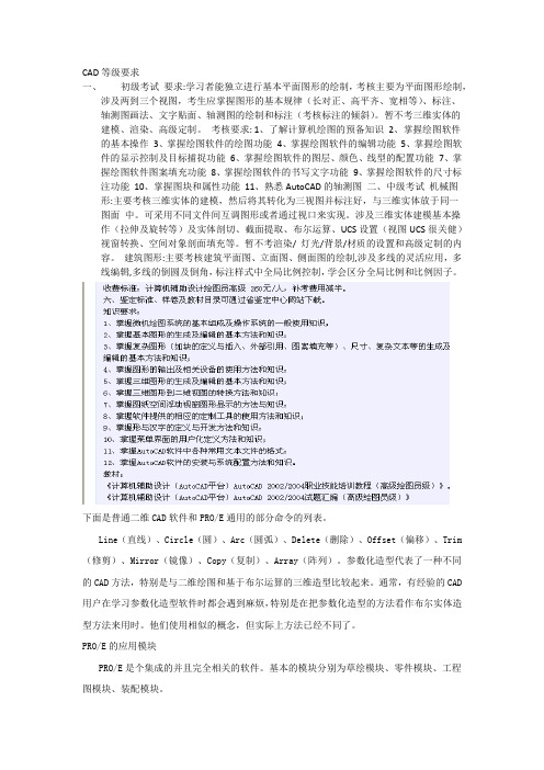 CAD等级要求