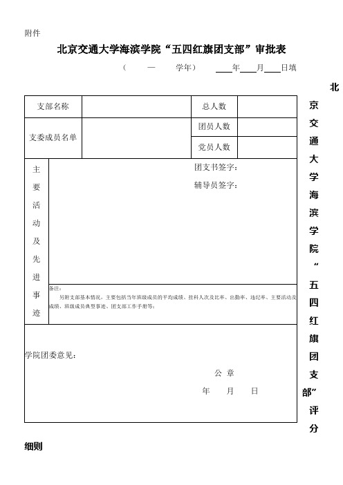 优秀团干部审批表