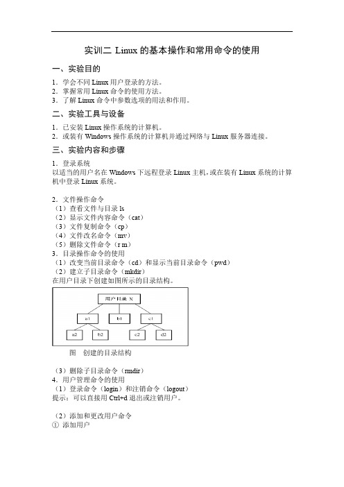 《Linux操作系统》课程实训 实训二