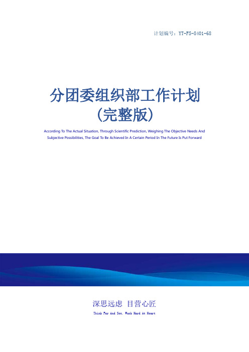 分团委组织部工作计划(完整版)