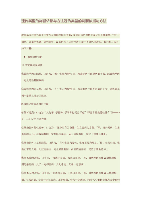 遗传类型的判断依据与方法遗传类型的判断依据与方法