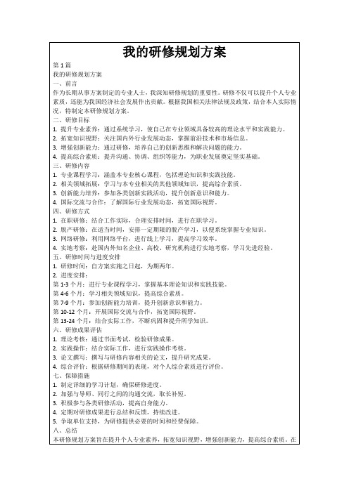 我的研修规划方案