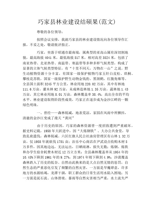 巧家县林业建设结硕果(范文)