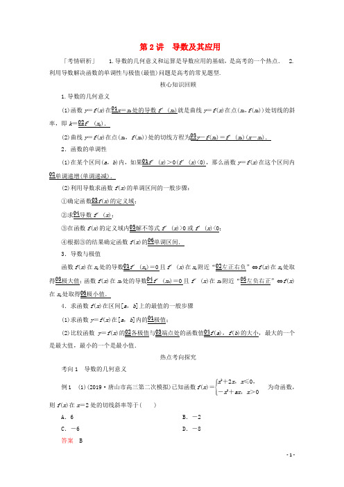 (全国通用)2020版高考数学二轮复习专题提分教程第二编专题一函数与导数第2讲导数及其应用练习(理)