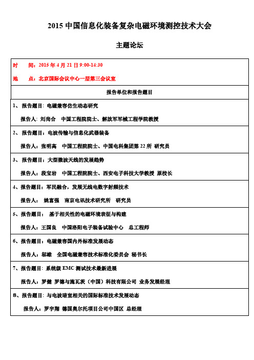 2015中国信息化装备复杂电磁环境测控技术大会