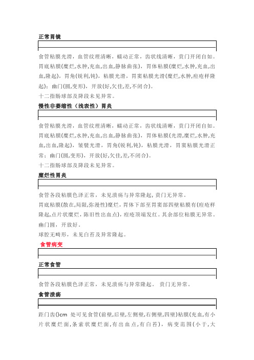 消化内镜检查、治疗报告描述大全