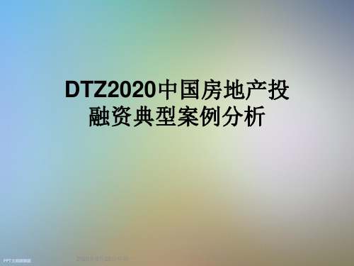 DTZ2020中国房地产投融资典型案例分析