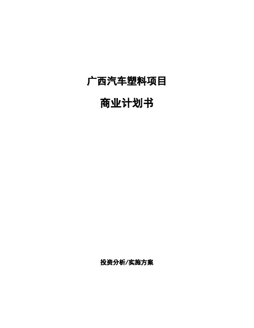 广西汽车塑料项目商业计划书
