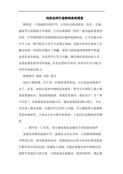 浅谈怎样打造物理高效课堂