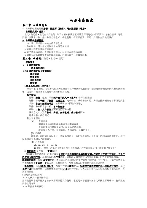 西方音乐通史(上)考试重点