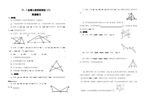 B112-11.2全等三角形的判定(1)配套练习
