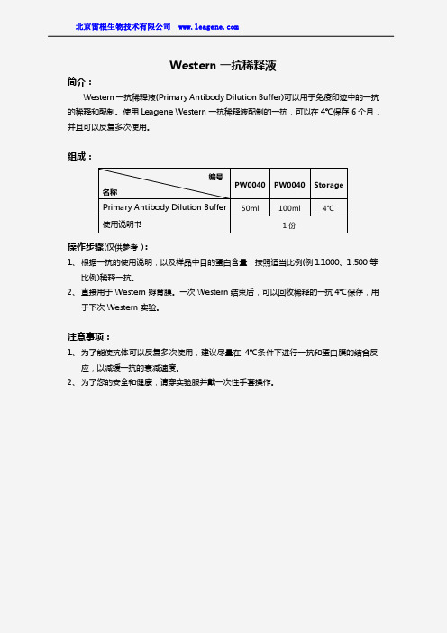 Western一抗稀释液