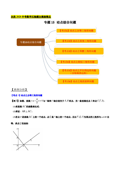 2020中考数学压轴题全揭秘精品专题15 动点综合问题(含答案解析)