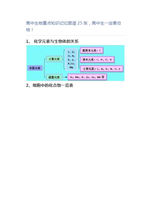 高中生物重点知识记忆图谱25张,高中生一定要总结