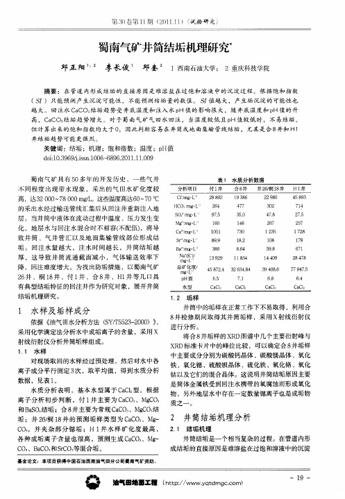 蜀南气矿井筒结垢机理研究