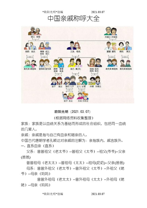 2021年中国亲戚称呼大全