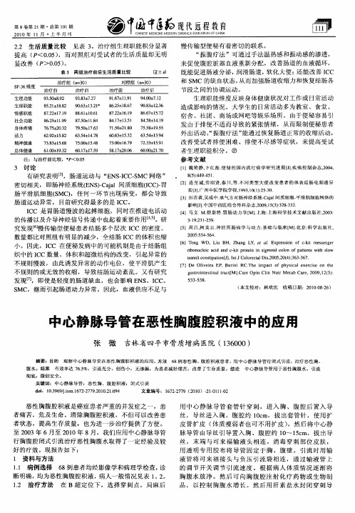 中心静脉导管在恶性胸腹腔积液中的应用