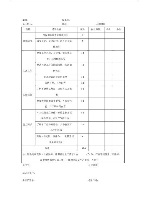 关键工序技能鉴定考核表.doc