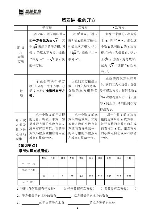 初二数学-第04讲 数的开方