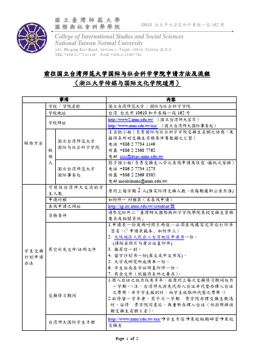 前往国立台湾师范大学国际与社会科学学院申请方法及流程