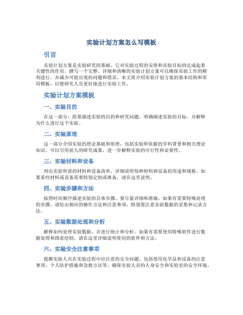 实验计划方案怎么写模板