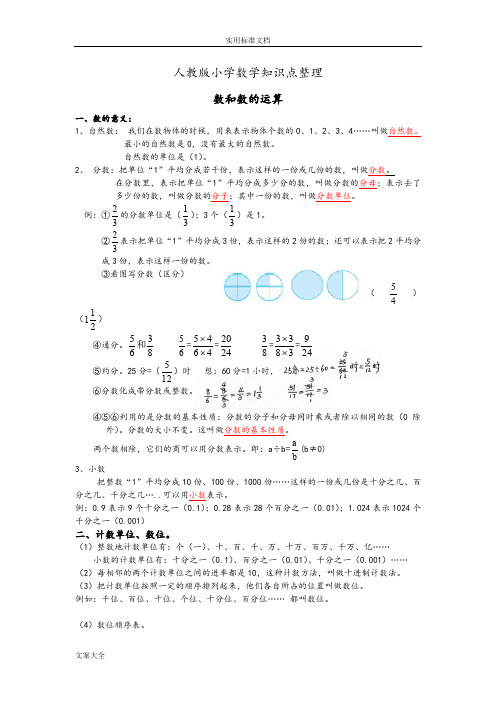 小学数学主要知识点(人教版)