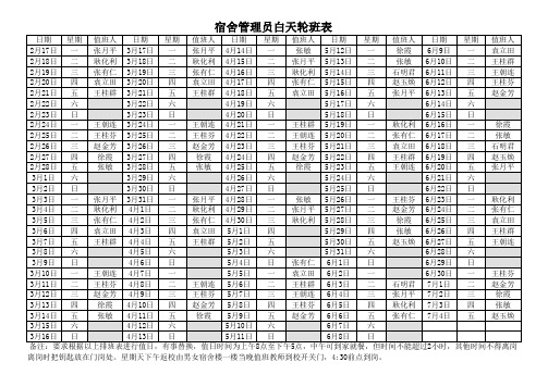 宿舍轮班表