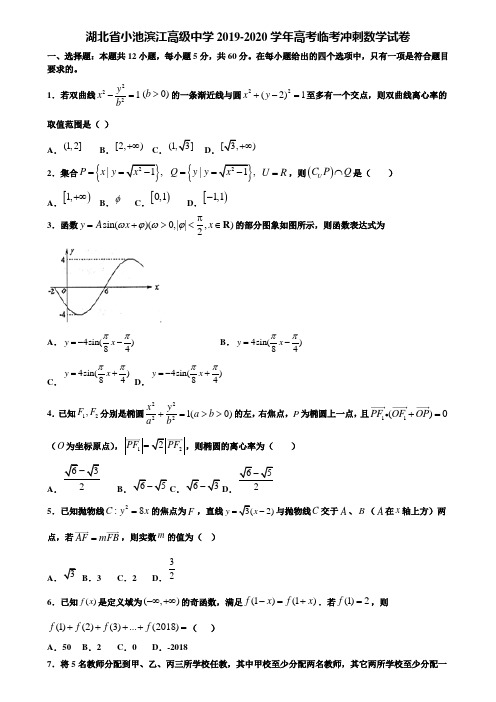 湖北省小池滨江高级中学2019-2020学年高考临考冲刺数学试卷含解析【含高考模拟卷15套】