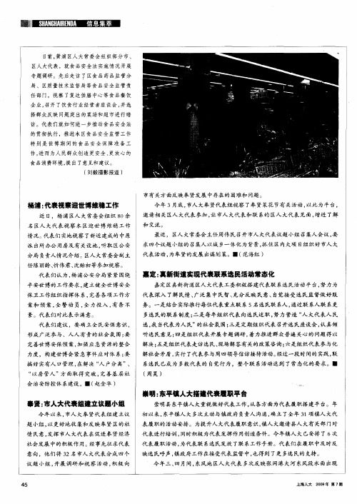 奉贤：市人大代表组建立议题小组