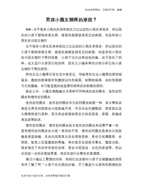 男孩小腹左侧疼的原因？