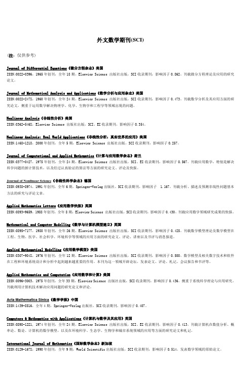 外文数学期刊(SCI)