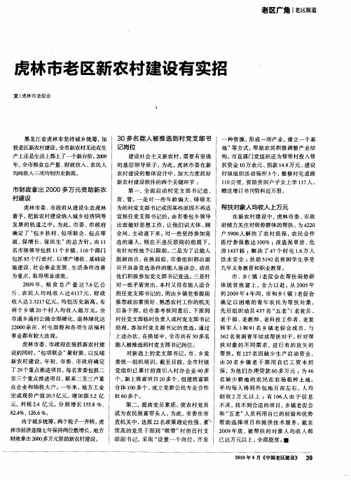 虎林市老区新农村建设有实招