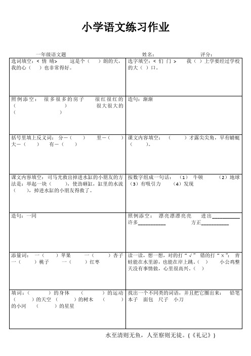 小学一年级语文每日一练I (17)