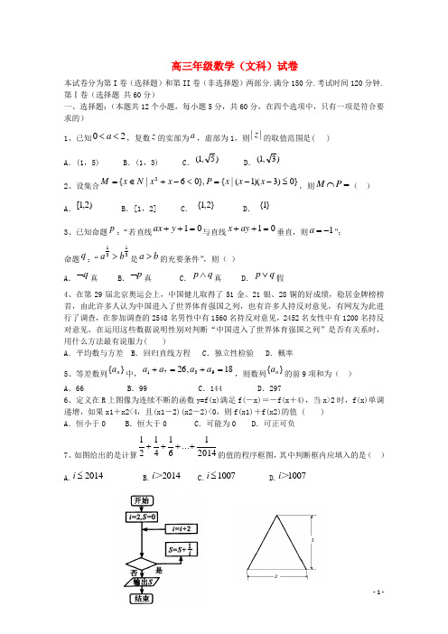 河北省衡水中学高三数学下学期一调考试试题 文 新人教A版