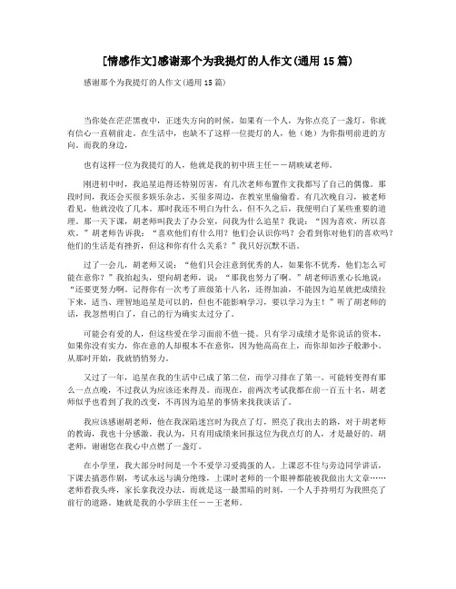 [情感作文]感谢那个为我提灯的人作文(通用15篇)