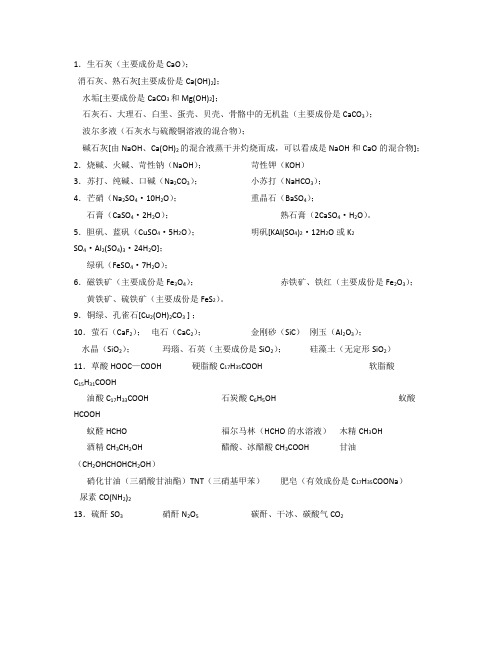 常见无机物命名