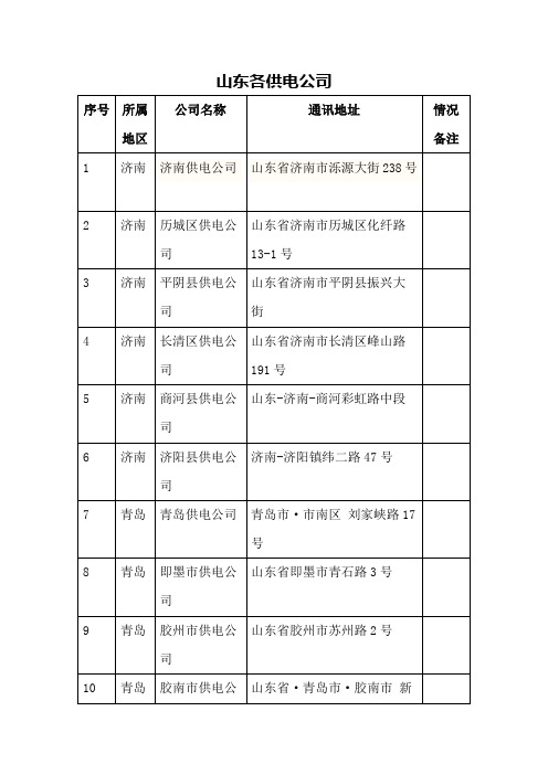 山东各供电公司情况