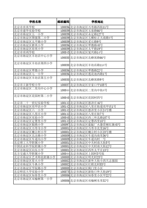 海淀区小学名单