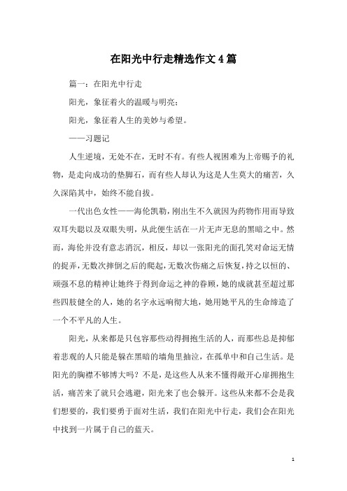 在阳光中行走精选作文4篇