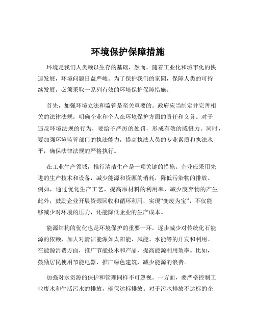 环境保护保障措施