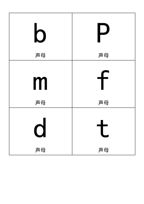 小学一年级拼音卡片模板A4全打印版一年必用.doc