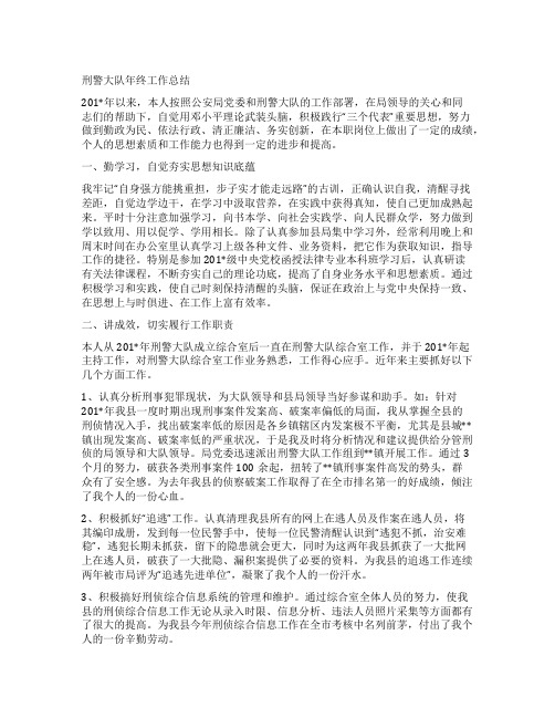 刑警大队年终工作总结