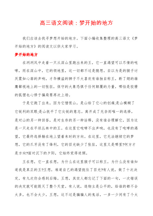 高三语文阅读：梦开始的地方