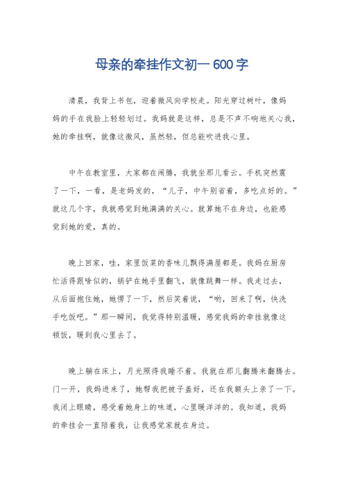 母亲的牵挂作文初一600字