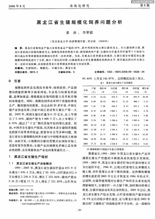 黑龙江省生猪规模化饲养问题分析